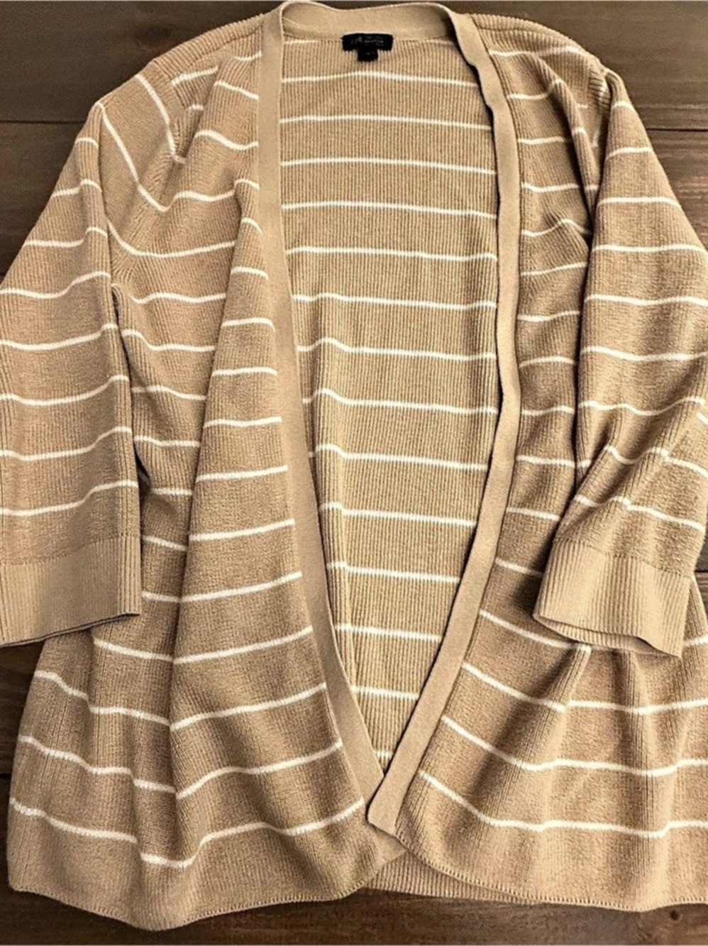 J. Jill The Jill Wearever Collection Striped Cardigan in Brown & White Size